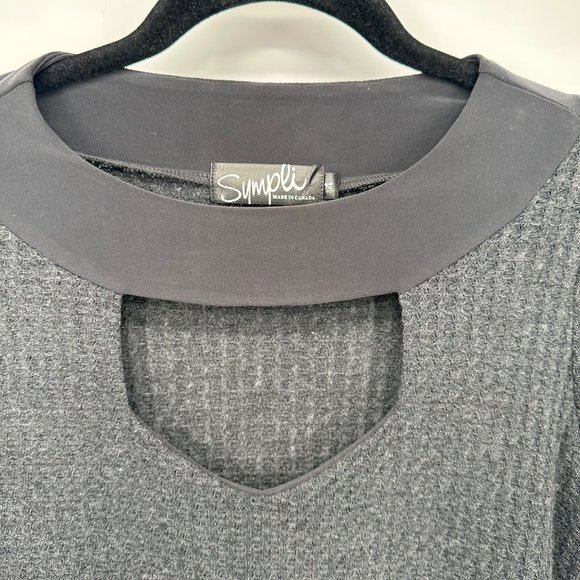 Sympli‎ Canada Gray Waffle Knit Key Hole Long Sleeve Blouse Size 4 - Picture 3 of 3